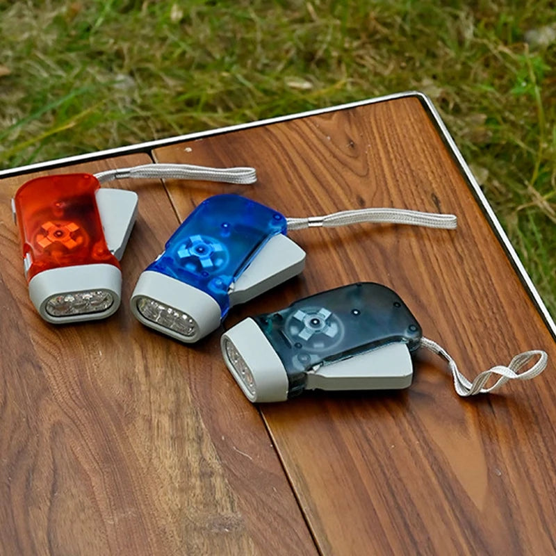 Outdoor Self-Powered Dynamo Flashlight Camping Hiking Hand Pressing Flashlight Camping Equpment Mini Portable LED Flashlight