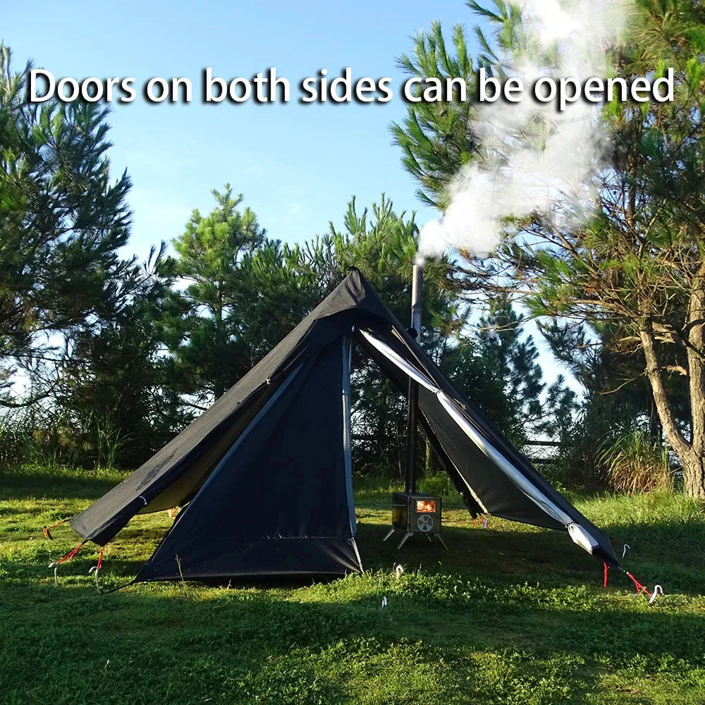 Tipi Hot Tent with Chimney Window Bushcraft Green-3