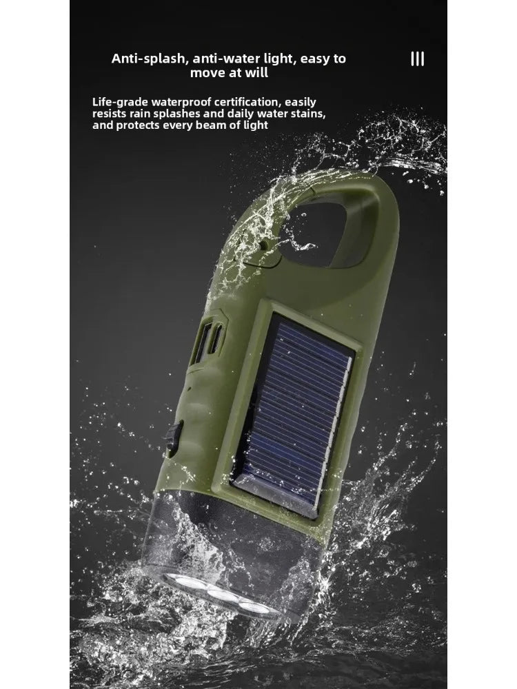 Solar Powered LED Flashlights USB Charging Flashlight Survival Gear for Outdoor Camping Hiking Emergency Torch Light