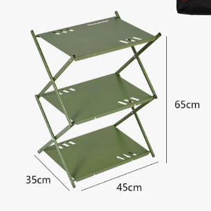 Portable Three-Tier Outdoor Folding Shelf for Camping, BBQ, and Garden Storage-1