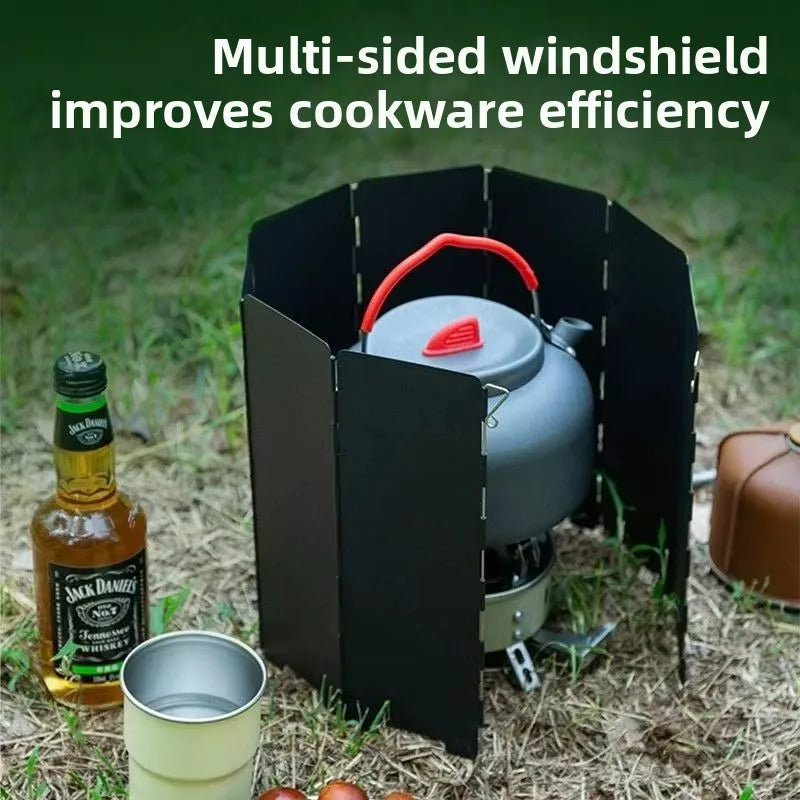 Stove Windshield Folding Structure 10 Plates Camping Supplies Wind Deflectors Stove Picnic Cooking Burner Windproof Screen