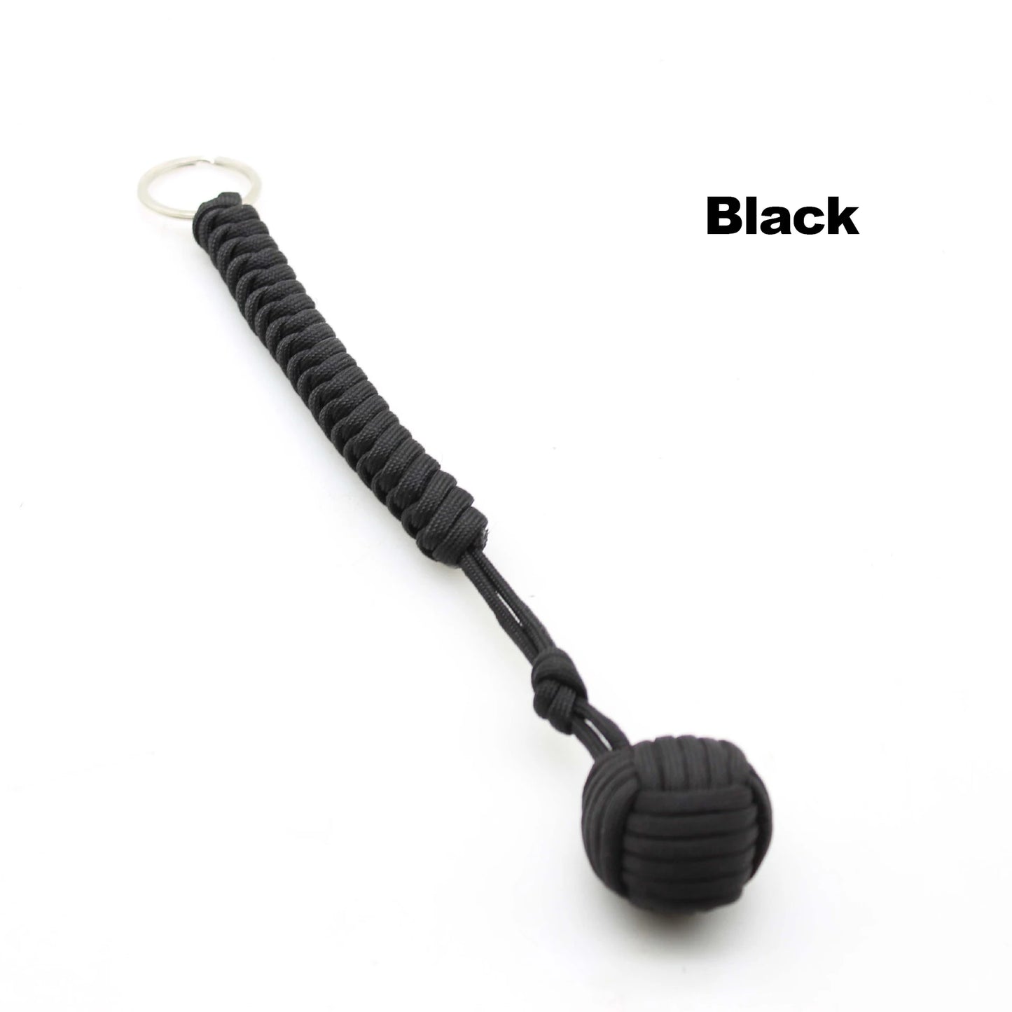 Outdoor Security Protection Black Monkey Fist Steel Ball for Girl Bearing Self Defense Lanyard Survival Key Chain Broken Windows