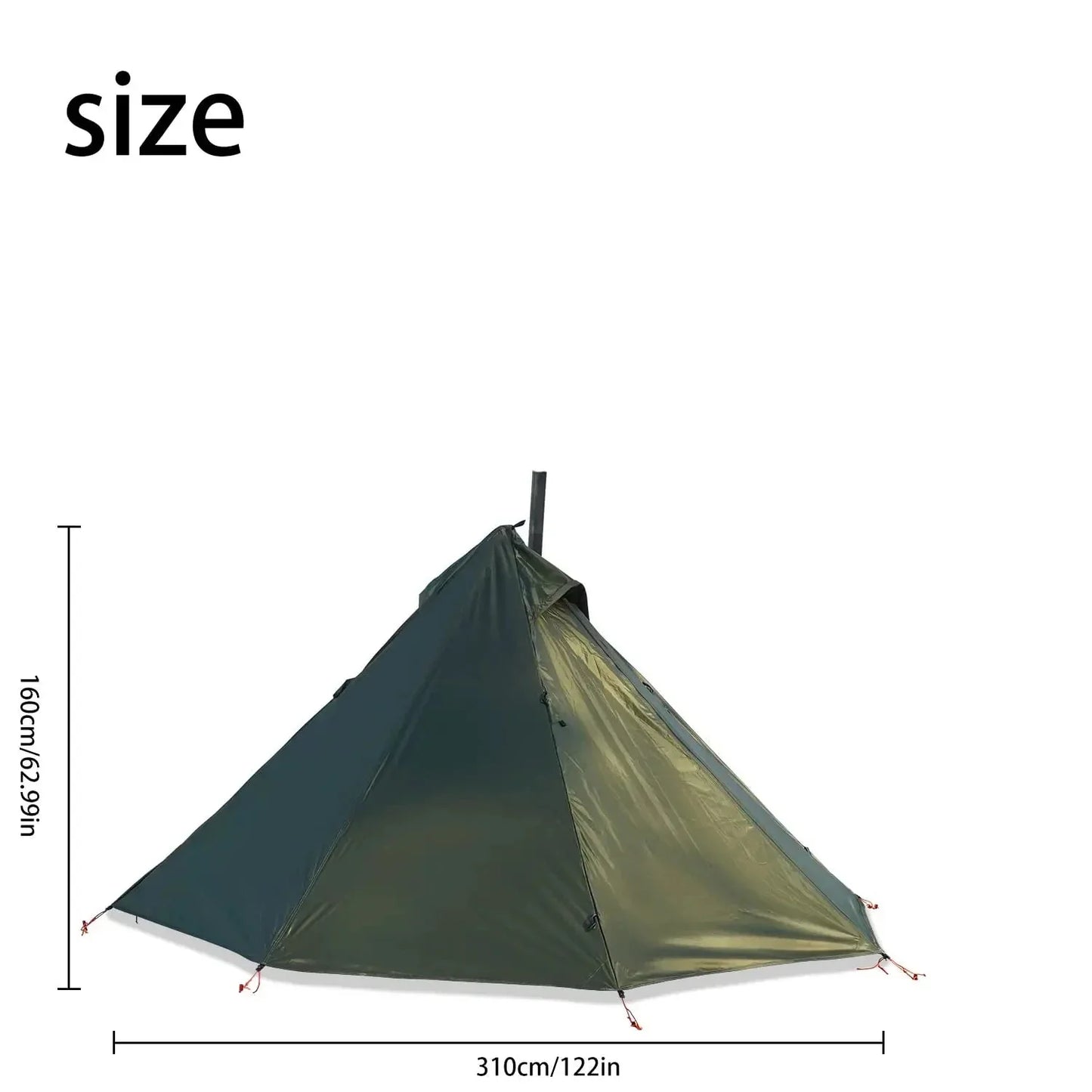 Tipi Hot Tent with Chimney Window Bushcraft Green-4