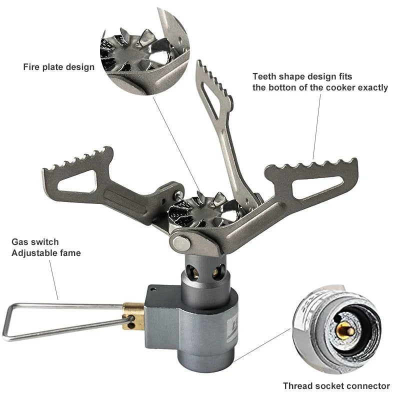 Titanium Outdoor Gas Stove 2700W Mini Camping Burner Silver-3