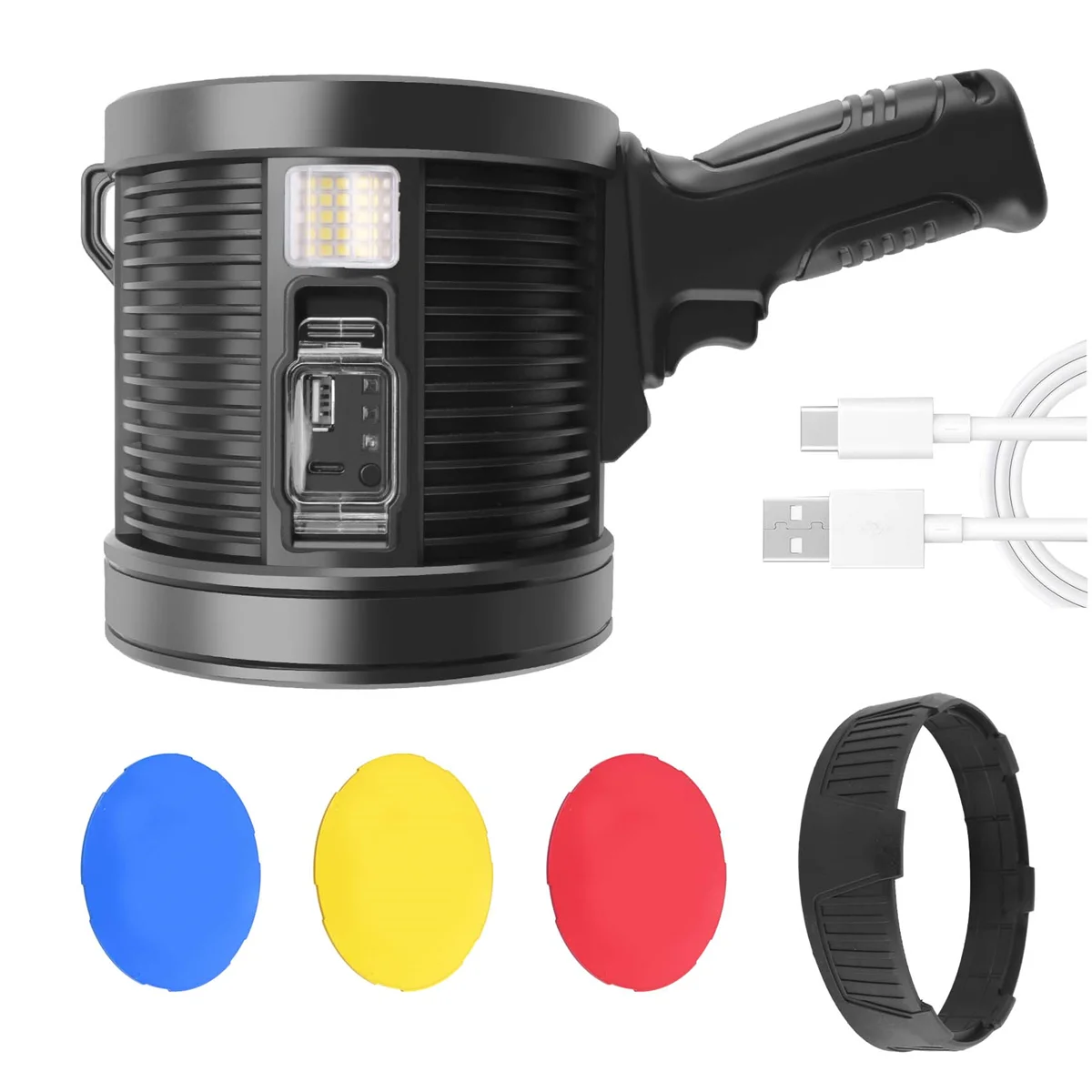 AD-Rechargeable Spotlight,100000 Lumens LED Spot Lights Handheld Large Flashlight Super Bright Outdoor Solar