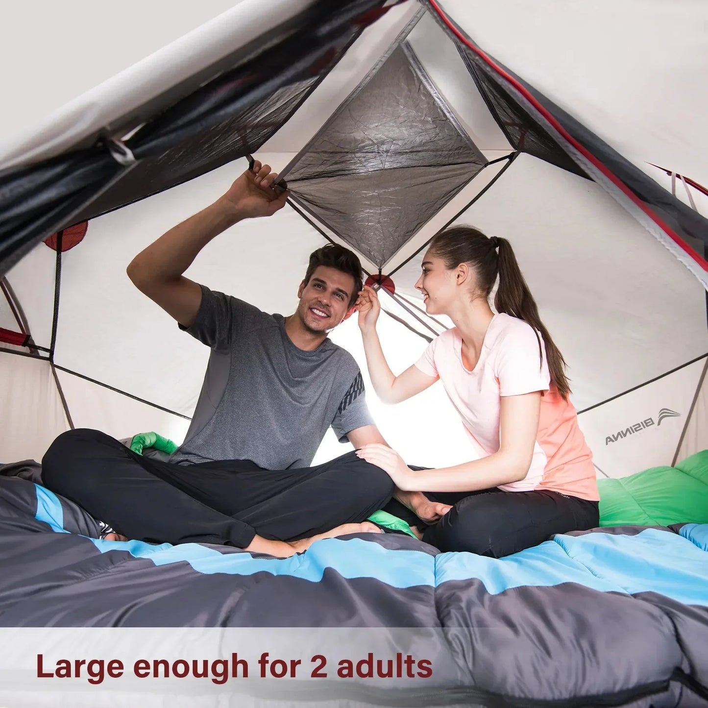 2-Person Double-Layer Camping Tent Waterproof Backpacking Green-3