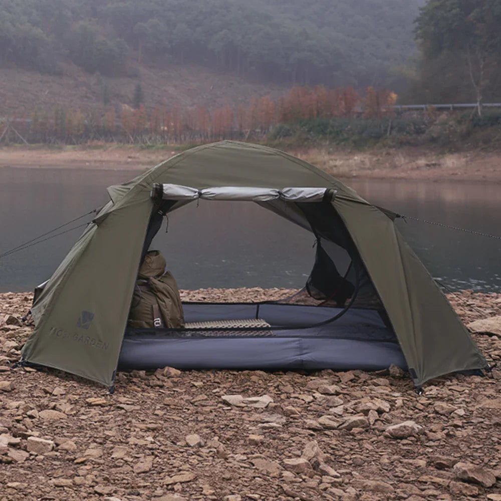 Double-Layer Camping Tent Olive Green-3