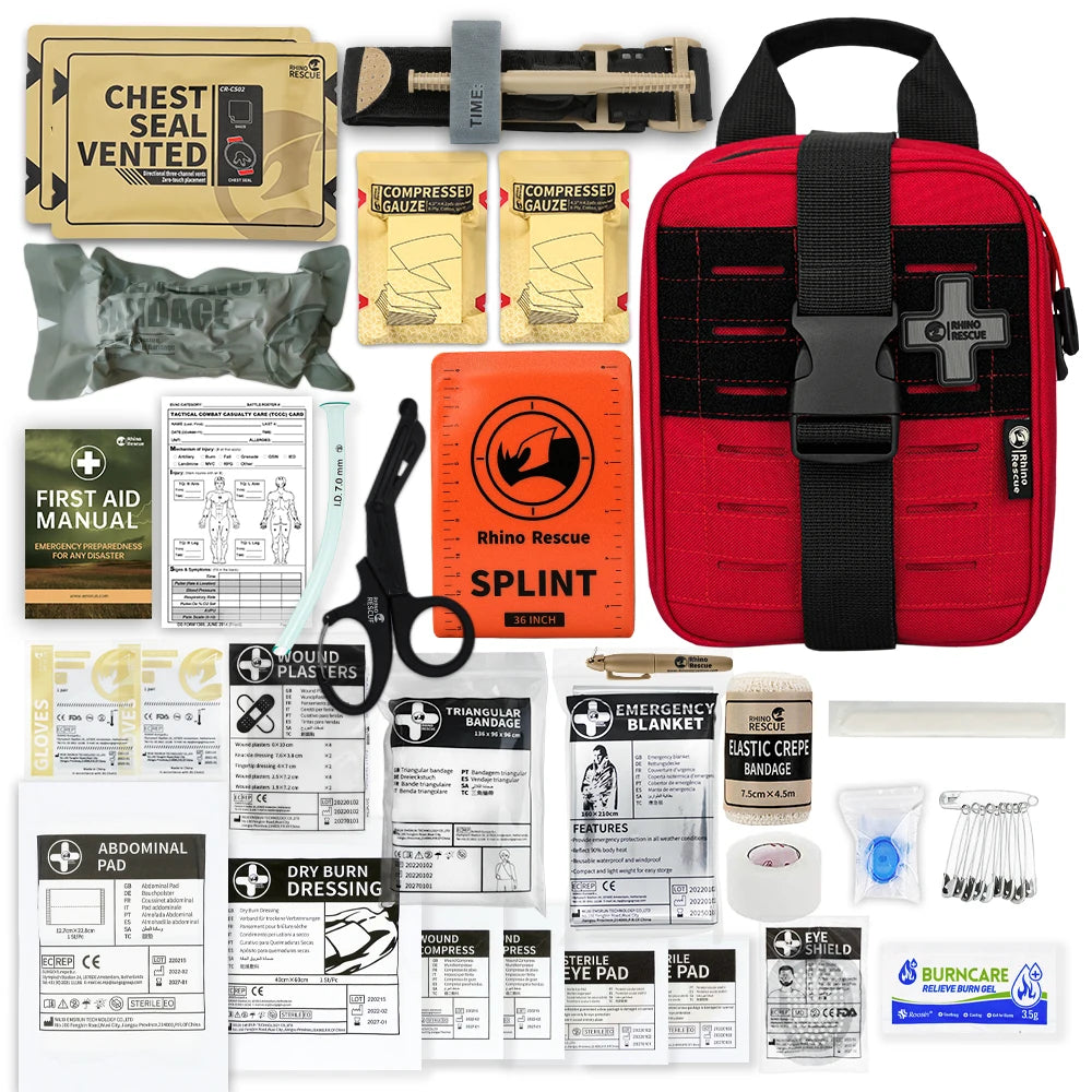RHINO RESCUE-SE IFAK Trauma First Aid Kit,Tactical Medical Pouch for Car Home Travel Hiking and Camping,Emergency Survival Gear