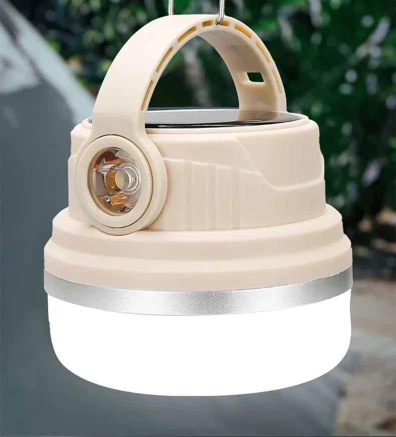 Outdoor Solar Camping Lamp USB Rechargeable Waterproof Lantern with Power Bank for Portable Emergency Tent Hunting Fishing Light