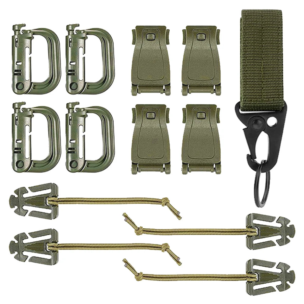 32/13PCS Molle Accessory Kit Outdoor Tactical Backpack Vest Waistband Locking Gear Mesh Support Elastic Buckle Hunting accessory