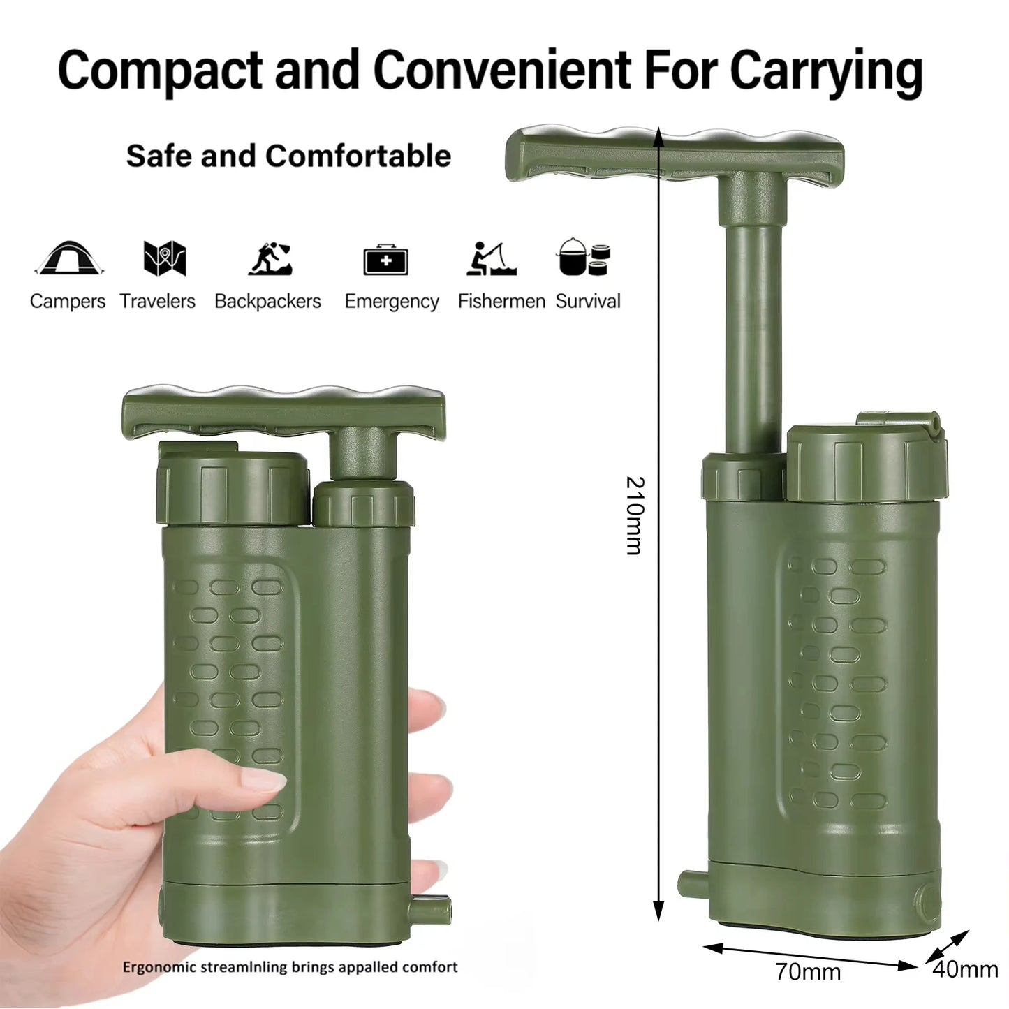 Outdoor Water Filter Filtration System Pump Water Filtration System with 0.01 Micron Water Filter Survival Tool Camping Supplies