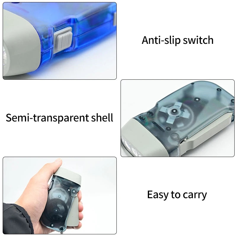 Outdoor Self-Powered Dynamo Flashlight Camping Hiking Hand Pressing Flashlight Camping Equpment Mini Portable LED Flashlight
