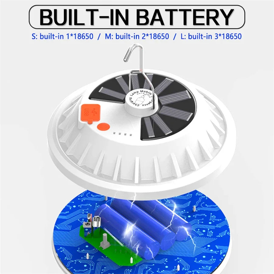 USB Rechargeable LED Solar Camping Light Portable Lanterns 5 Mode Emergency Night Market Light Outdoor Tent Lamp for BBQ Fishing