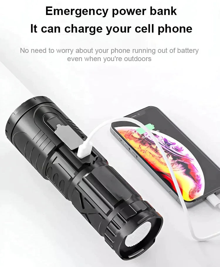 LED White Laser Telescopic Zoom Flashlight-2