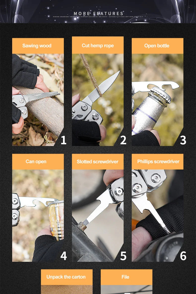 Multifunction Folding Pliers Pocket Knife Plier Outdoor Camping Tactical Survival Hunting Tools Stainless Steel Multi-tool Knife
