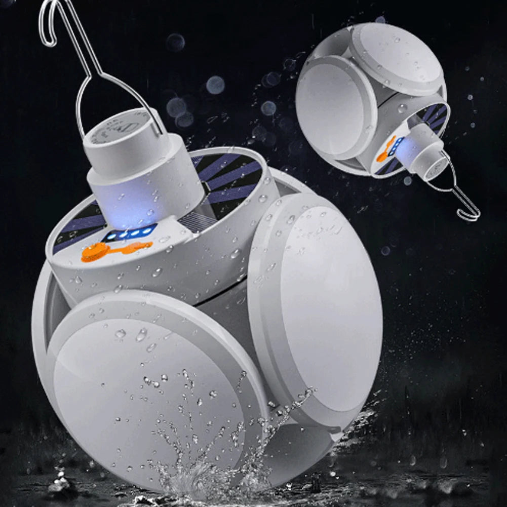 LED Camping Light IPX4 Waterproof 1200mAh Solar USB DC Rechargeable Portable LED Lantern 5 Modes 500LM Outdoor Lights