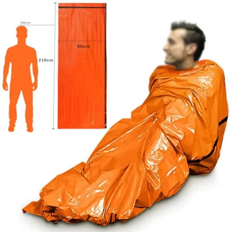 Portable Insulated sleeping bag Waterproof Emergency Survival Outdoor Edc Camping Gear Thermal Sack First Aid Rescue Kit Mylar