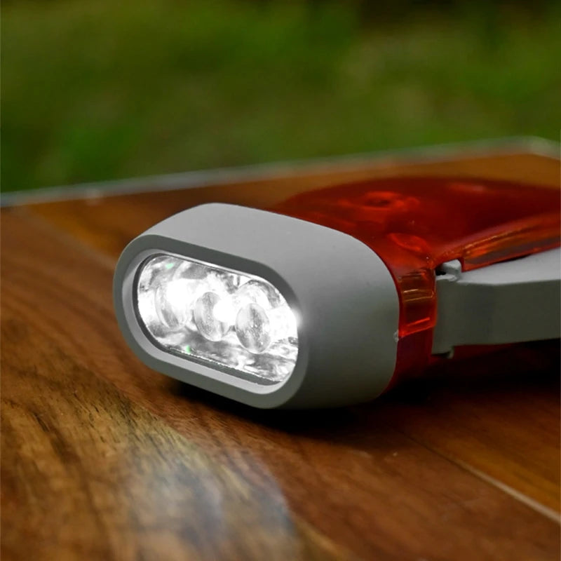 Outdoor Self-Powered Dynamo Flashlight Camping Hiking Hand Pressing Flashlight Camping Equpment Mini Portable LED Flashlight