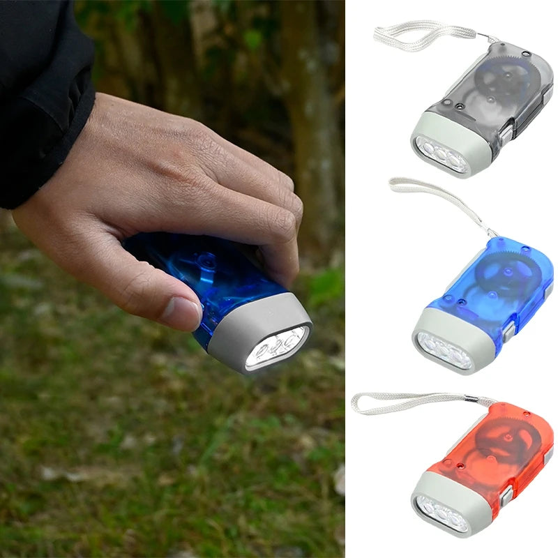 Outdoor Self-Powered Dynamo Flashlight Camping Hiking Hand Pressing Flashlight Camping Equpment Mini Portable LED Flashlight