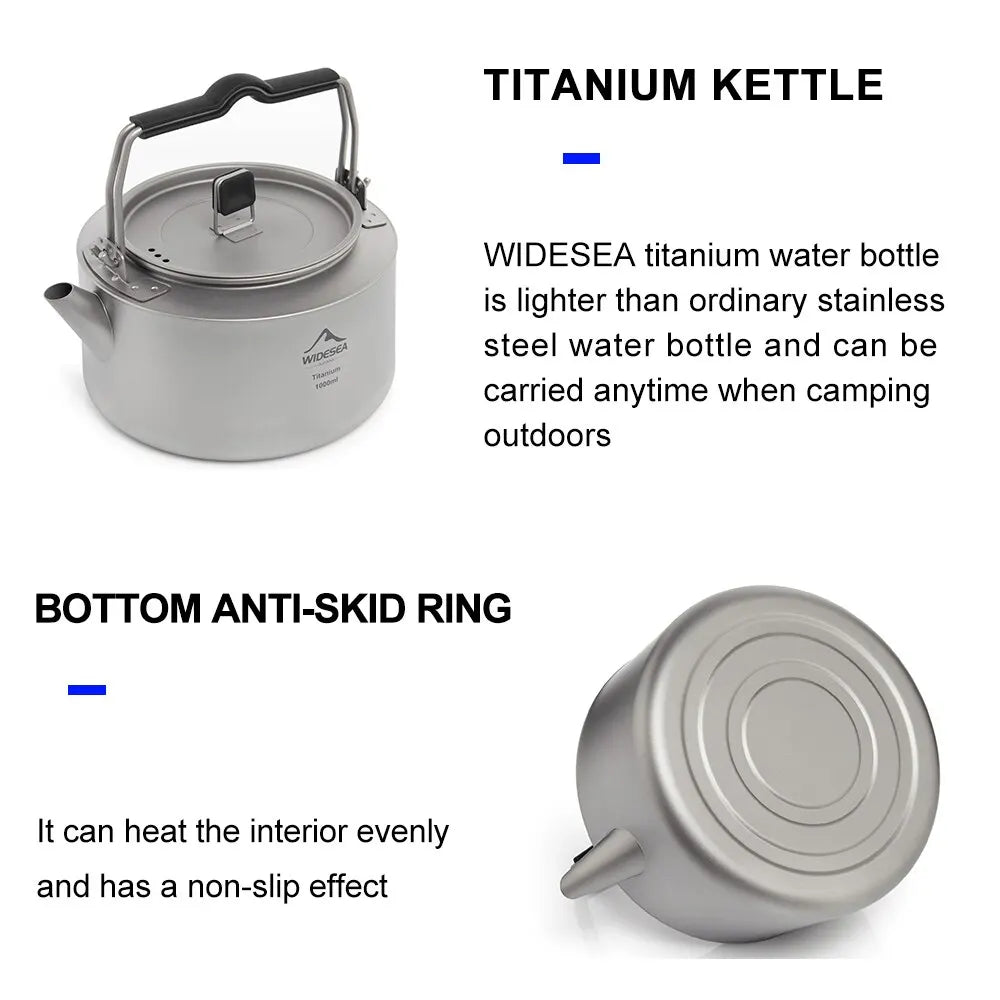 Ultralight Titanium Camping Kettle Outdoor Tea & Coffee Pot Grey-3