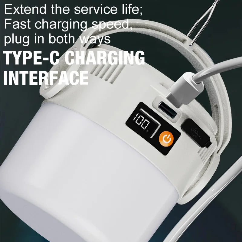 Ultra long endurance camping light, solar powered outdoor rechargeable tent light, emergency light, compact and portable, recha