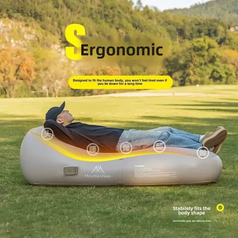 Fast Inflatable Air Sofa Bed Portable Automatic Camping Mattress Khaki-3