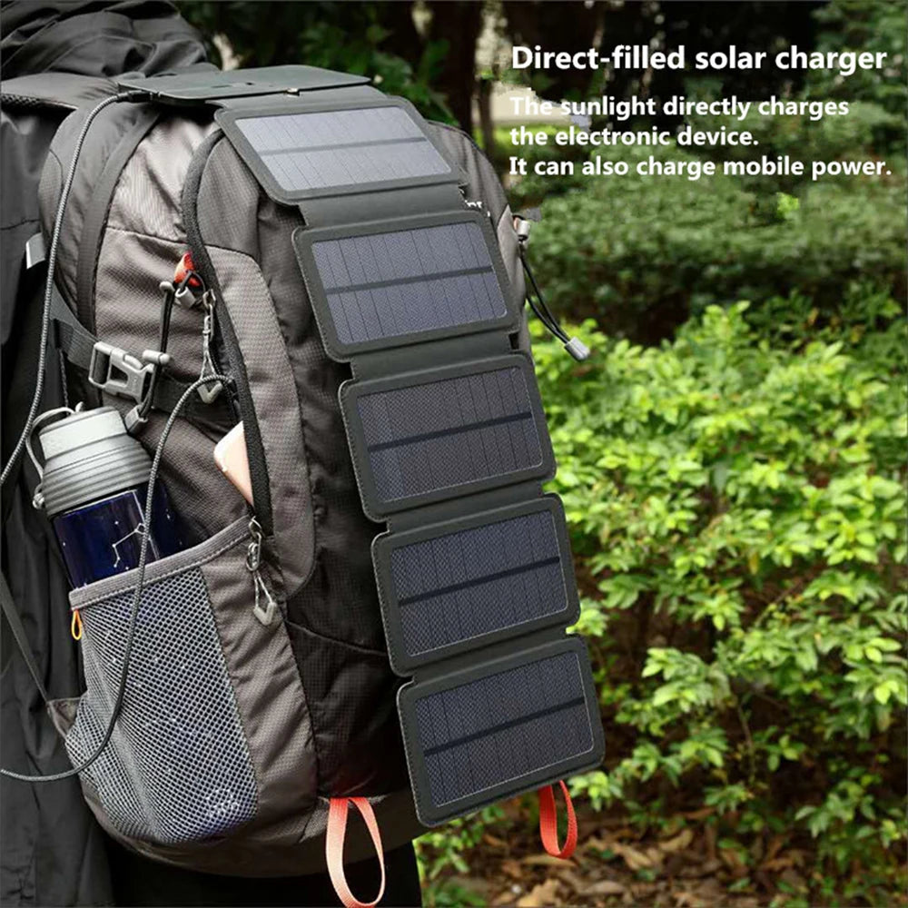 Portable Folding Outdoor Solar Panel Charger 5V 2.1A USB Output Devices Camp Hiking Backpack Travel Power Supply For Smartphones