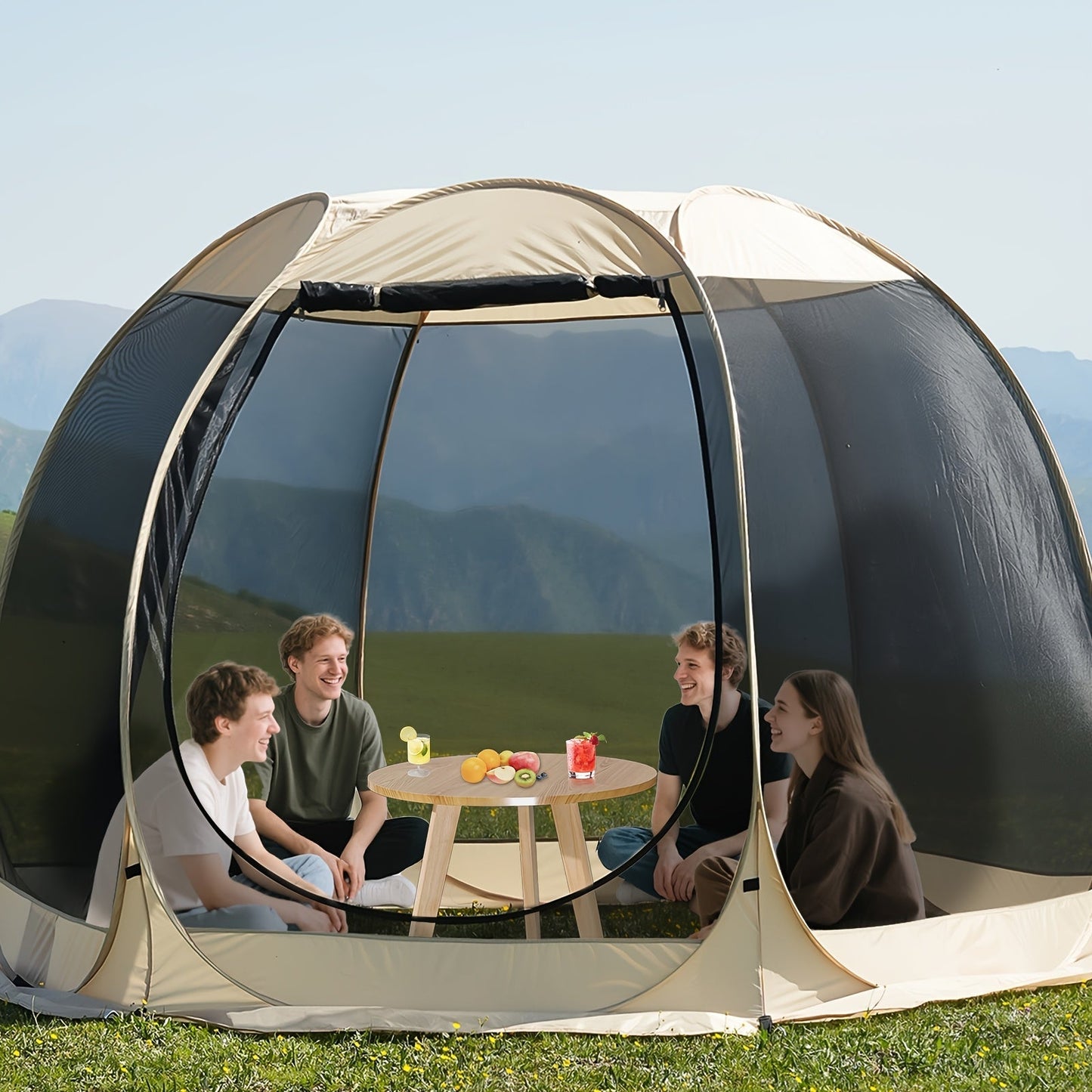 6-8 Person All-Season Portable Sheer Camping Tent-3