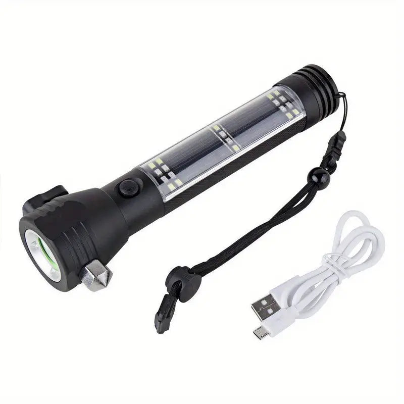 Multi-Functional Solar Power LED Flashlight - 5-in-1 Outdoor Survival Tool-0