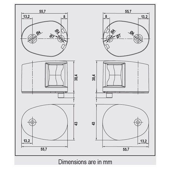 FOS LED 12 Starboard & Port Deck Lights 112.5° Black | 4Boats