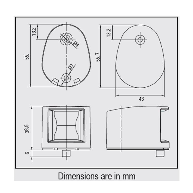 FOS LED 12 Stern Light 135° Deck Mount White | 4Boats