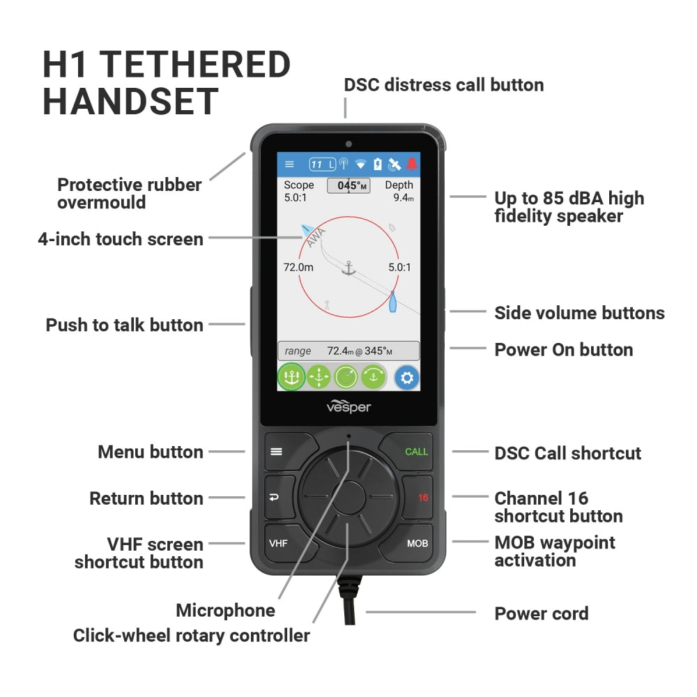 Vesper Cortex | V1 Cortex | V1 Cortex V1 Marine VHF Radio wit | 4Boats