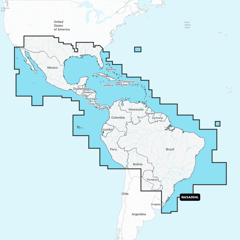 Navionics+ Large Chart: SA004L - Mexico, Caribbean to Brazil
