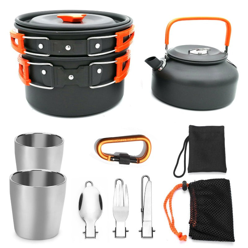 2-3 person Camping Cooking Ware Sets Pots Pans Picnic-5