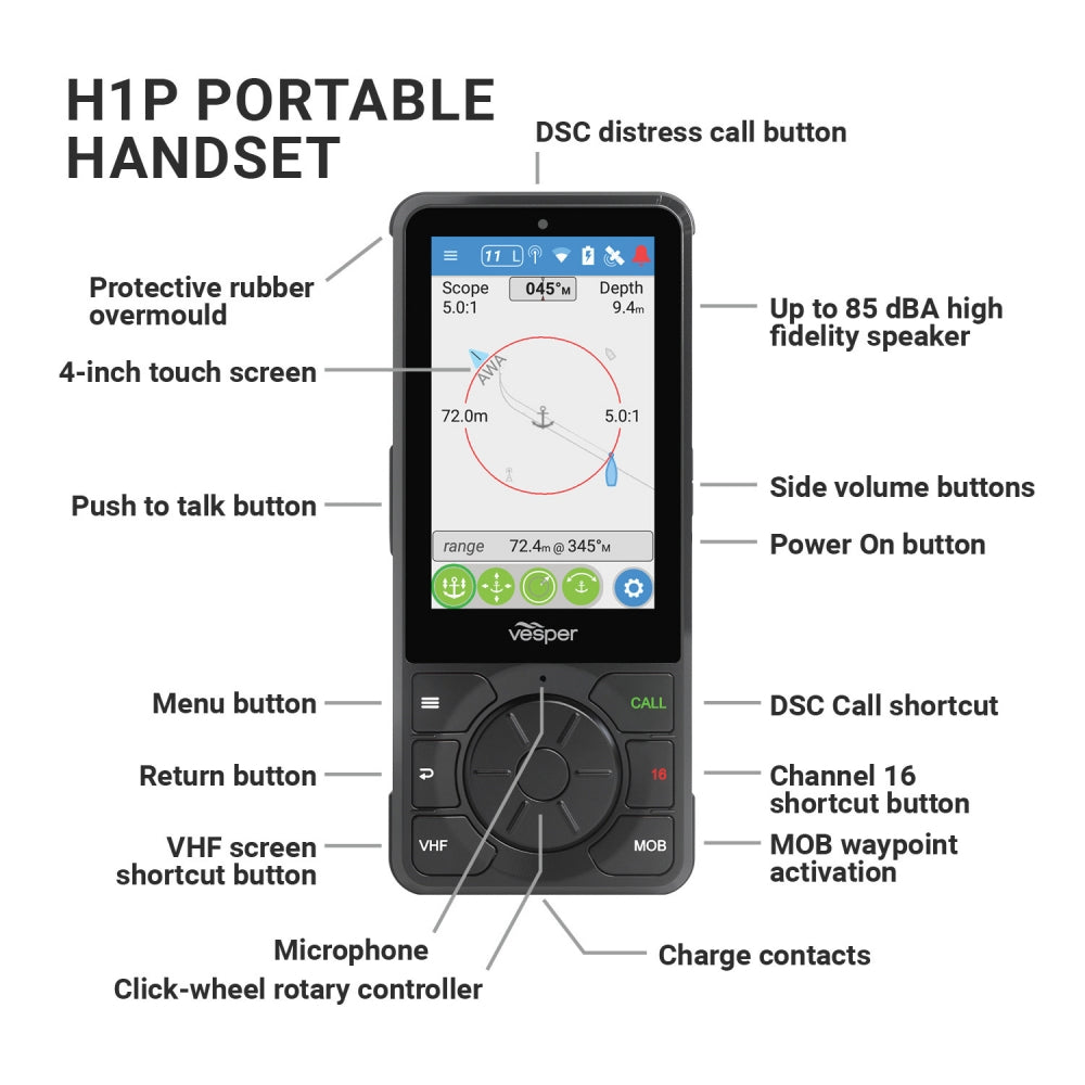Vesper Cortex Cortex Cortex H1P Wireless Handset with Chargin | 4Boats