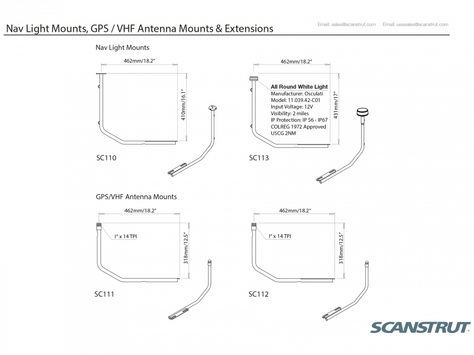 Scanstrut GPS GPS GPS VHF | Navtex Starboard Antenna Mount | 4Boats