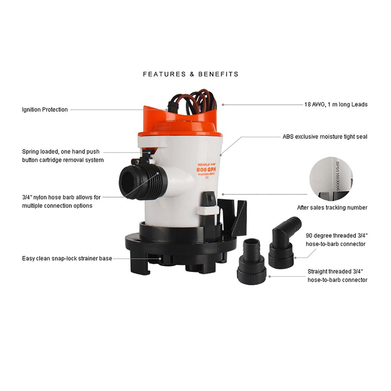 SEAFLO Bilge 03 Series 12V 800 GPH Non-Auto Bilge | 4Boats