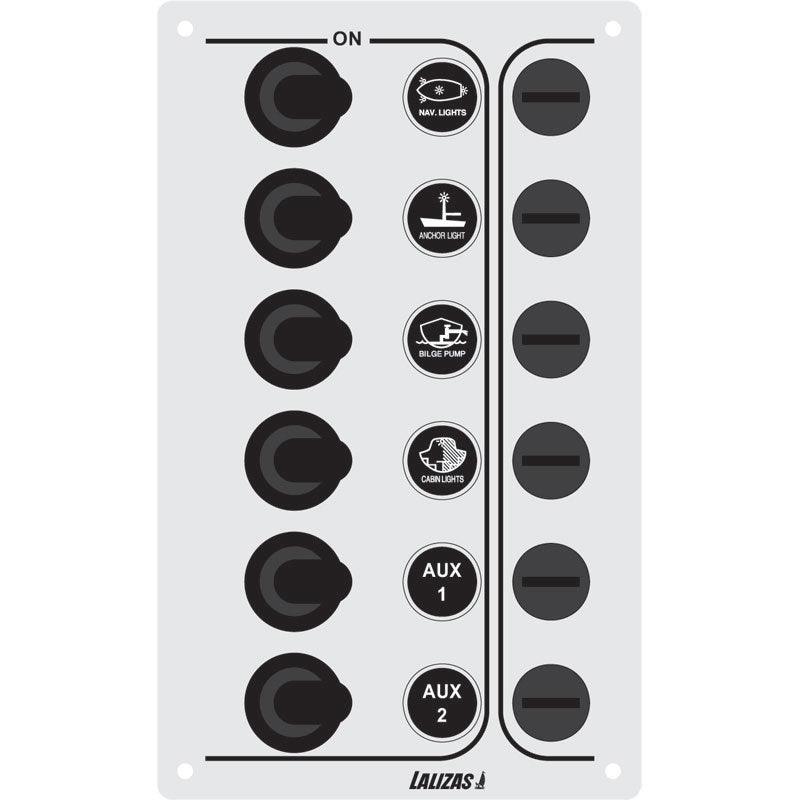 Switch Panel SP6 Economy 6-Way Inox 316 12/24V | 4Boats