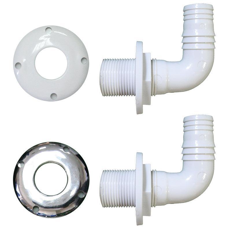 Thru-Hull Elbow 90° for 25mm Hose, Chromed Flange | 4Boats