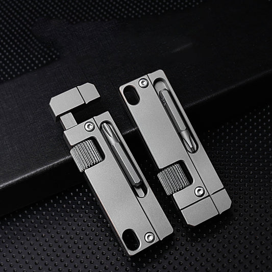 Titanium Alloy Screwdriver And Wrench Small EDC Multifunctional Tool Outdoor Portable Pocket Tool Gray New-0