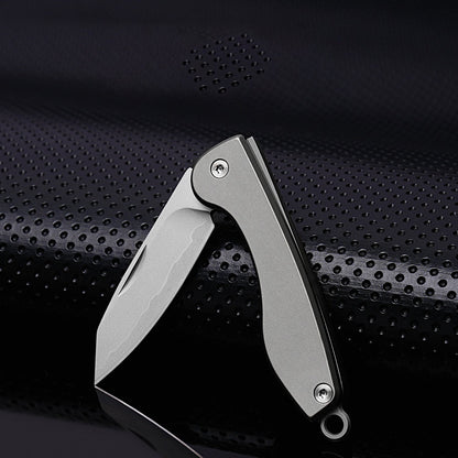 Mini Folding Titanium Knife Portable Pocket Knife Camping Food Processing Food Construction Repair Outdoor Equipment Keychain Mouth-0