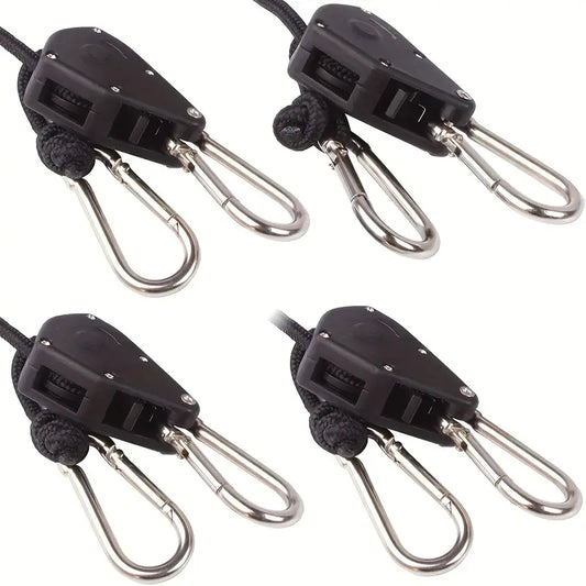 Adjustable Camping Wind Rope Pulley Tie Down Kit with Carabiners - Set of 4-0