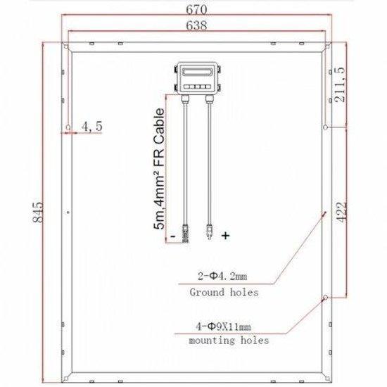 100W 12V Monocrystalline Solar Panel with 2×5 m MC4 Cables | 4Boats