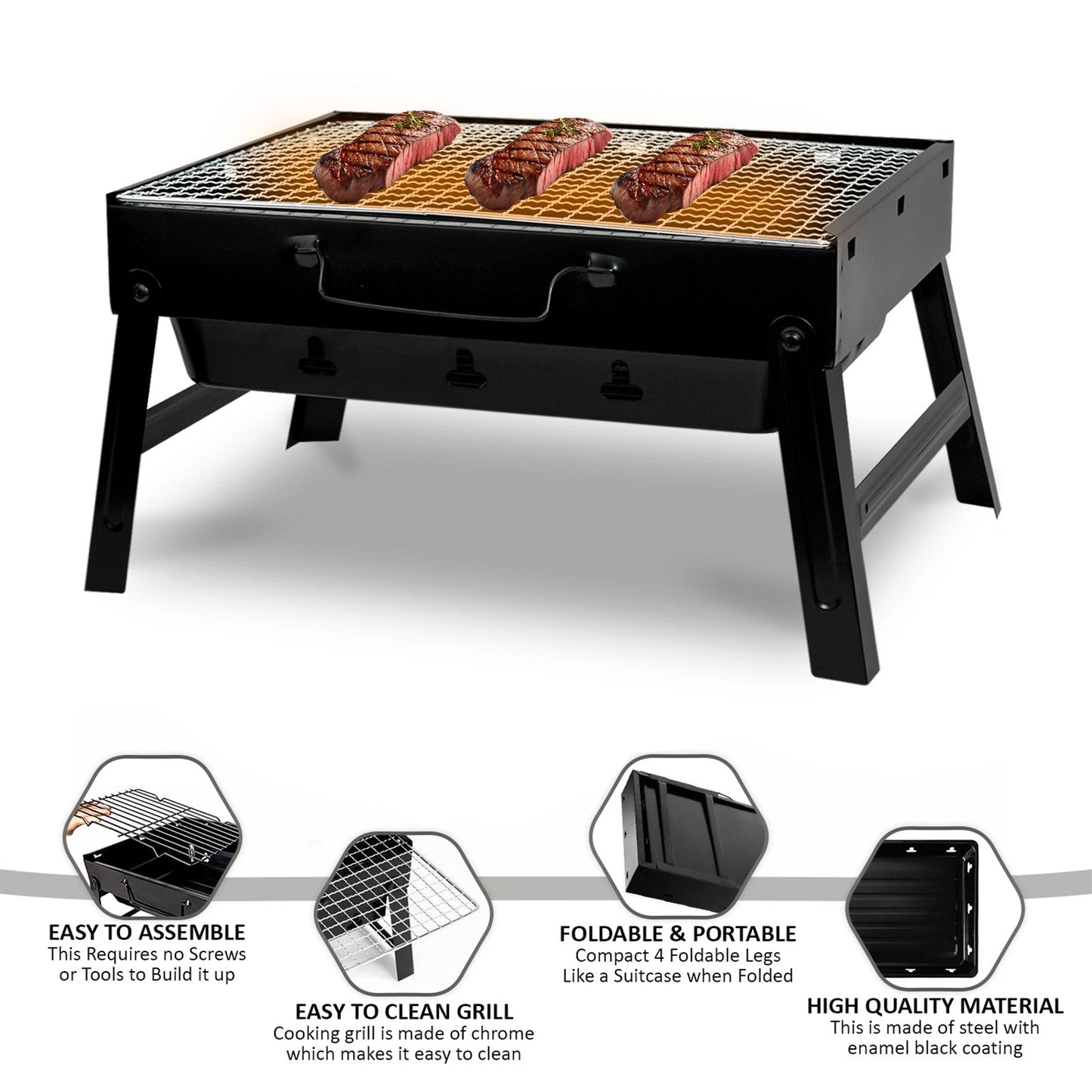 Barbecue Charcoal Folding Grill Portable