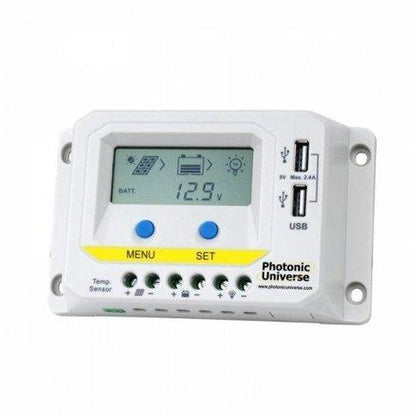 Photonic Universe 10A PWM 12/24V Controller, LCD & Dual USB | 4Boats