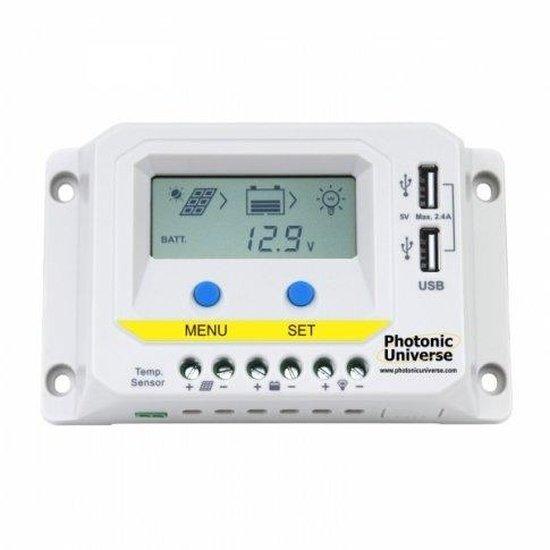 Photonic Universe 10A PWM 12/24V Controller, LCD & Dual USB | 4Boats