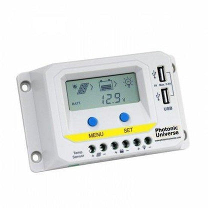 Photonic Universe 10A PWM 12/24V Controller, LCD & Dual USB | 4Boats