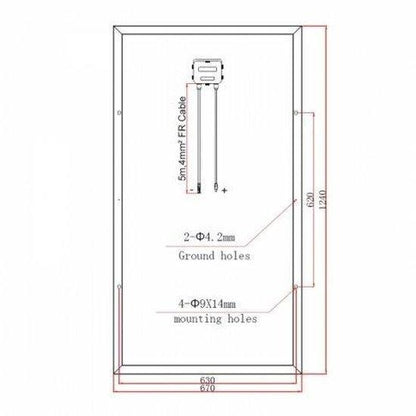 150W 12V Mono Solar Panel, 2 × 5 m Cables | 4Boats