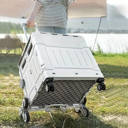 50L Folding Shopping Cart for Picnics, Camping, and Market Stalls - Gray-1