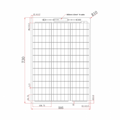 60W 12V Black Semi-Flexible ETFE Solar Panel (Fibreglass) | 4Boats